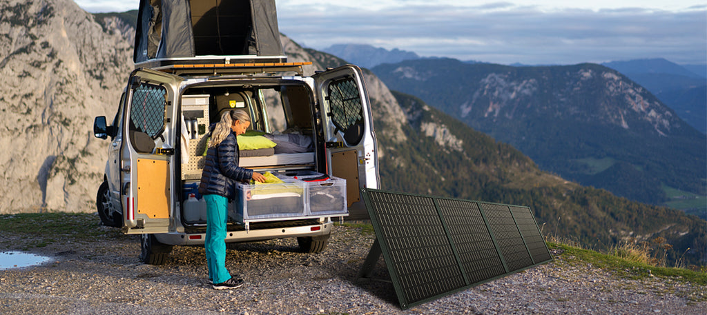 Solar panels are used on the outside of the RVs