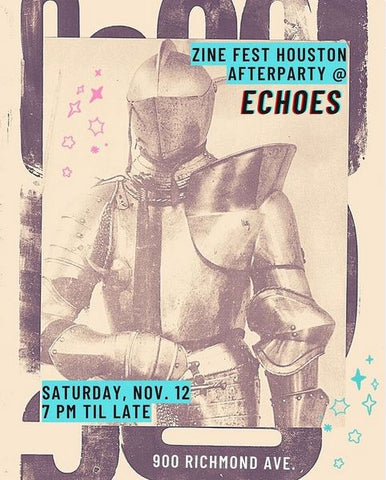 Invitation flyer with a knight for ZFH afterparty