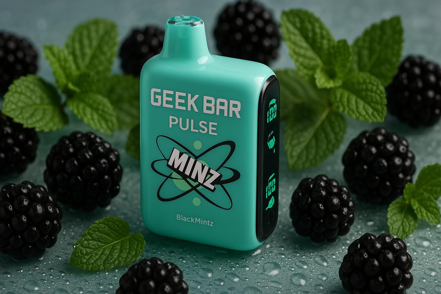The image showcases a vaping device in a vibrant pink shade, surrounded by fresh strawberries on a wooden surface. The device features a bold, colorful design with swirling patterns and a cityscape illustration. A soft vapor emerges from the top, adding a dynamic touch. The composition highlights a strawberry-inspired flavor with a playful and modern aesthetic.