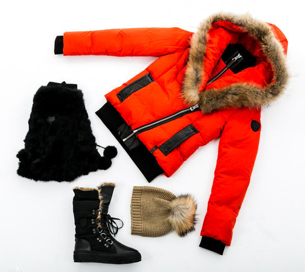 Caballo Down Bomber With Fur Trim, Sylvanna Leg Warmers, Bitton Mid Calf Boot, Rory Beanie