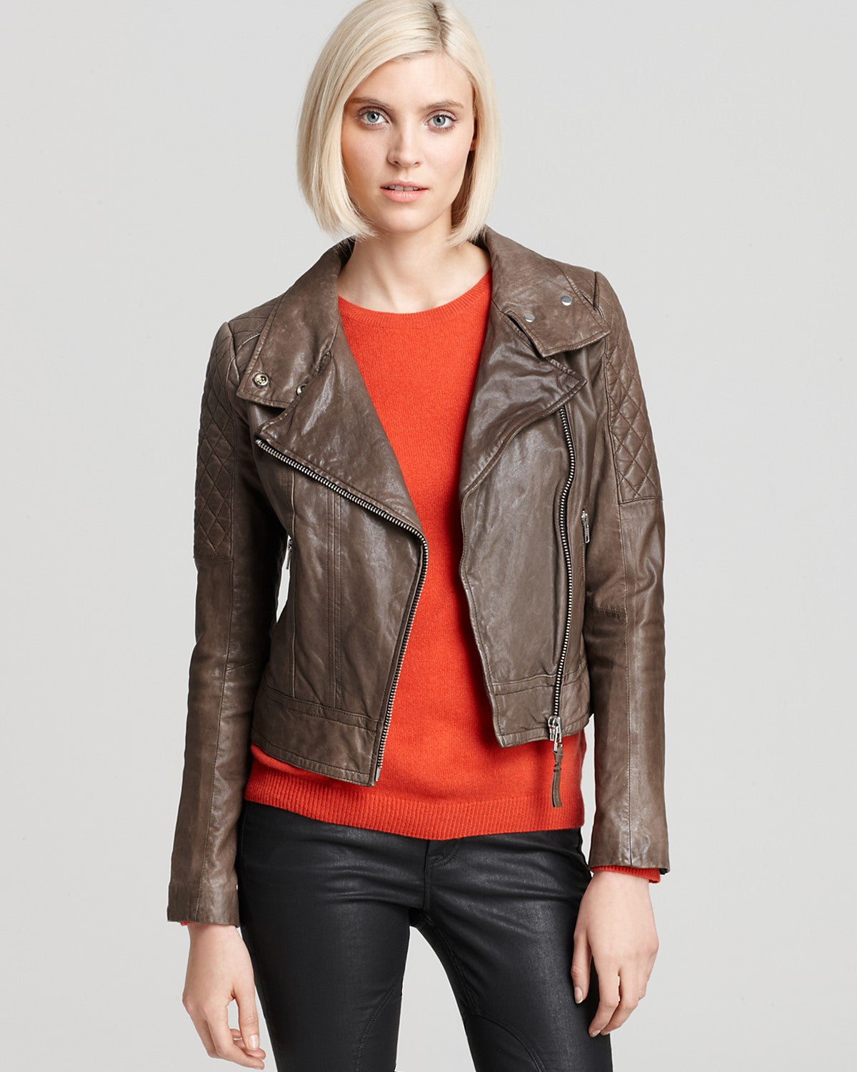 Larissa Distressed Leather Biker Jacket