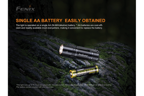 AA batteries used with the Fenix E12 V2 flashlight