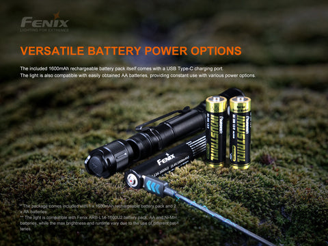 Versatile power options of the Fenix LD22 V2 flashlight