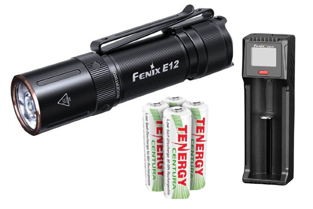 Image of Fenix E12 V2 + Batteries and Charger Bundle