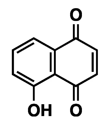 The chemical structure of juglone (5-hydroxy-1,4-naphthoquinone