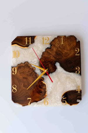 Wood and Epoxy Clock - 12 х 12 in (30 х 30 cm) Diameter - Handmade Wall Clock - Viking Create