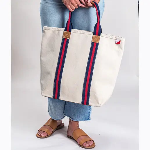 Canvas tote with leather customize