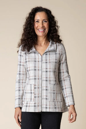 Windowpane Plaid Swing Jacket - Ella Where She Shops