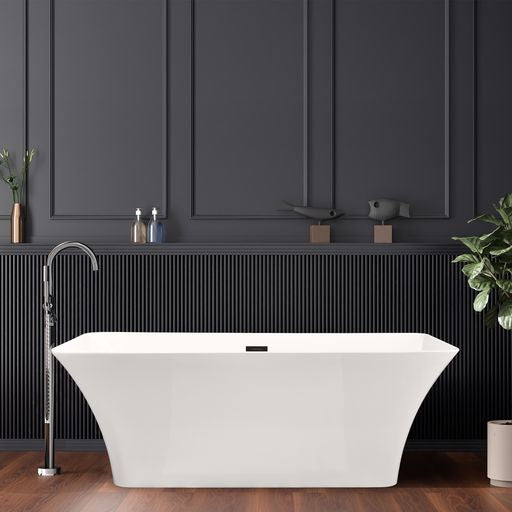 Altair Tazlar 63" x 28" Flatbottom Freestanding Acrylic Soaking Bathtub