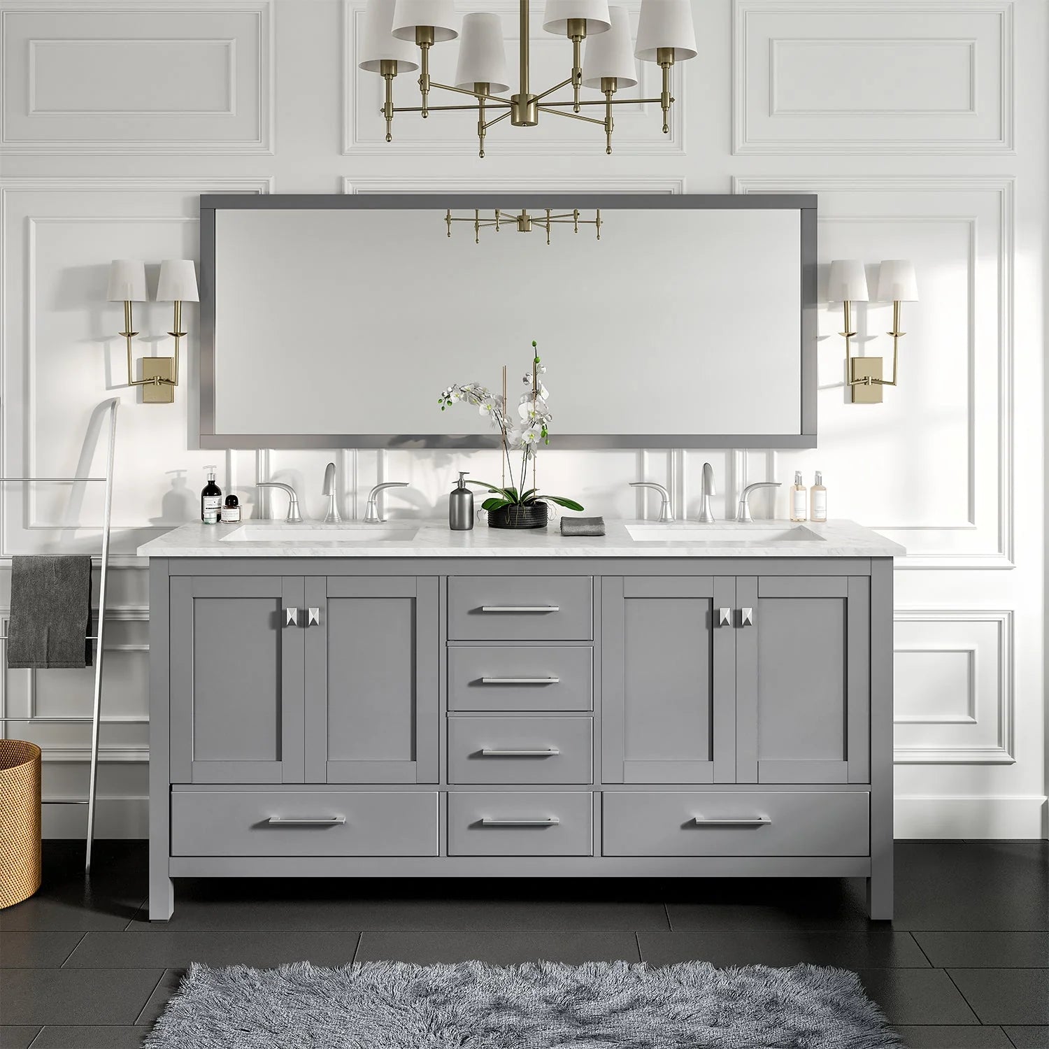 EVIVA Epic White 60 Double Sink Bathroom Vanity w/Open Space Storage