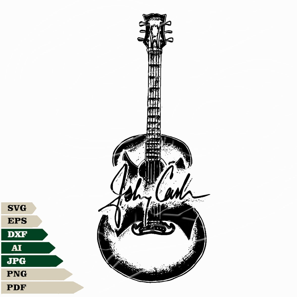 Guitar Svg File, Guitar Johnny Cash Svg Design, Guitar Png, Music Svg ...