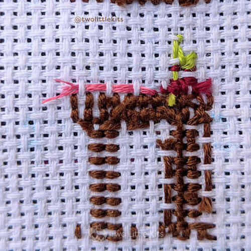 Anchoring your floss cor cross-stitching step 3