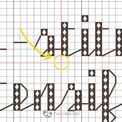 A graph demonstrating the center of a cross-stitch pattern