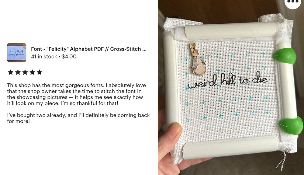 An Etsy review I received that made me happy