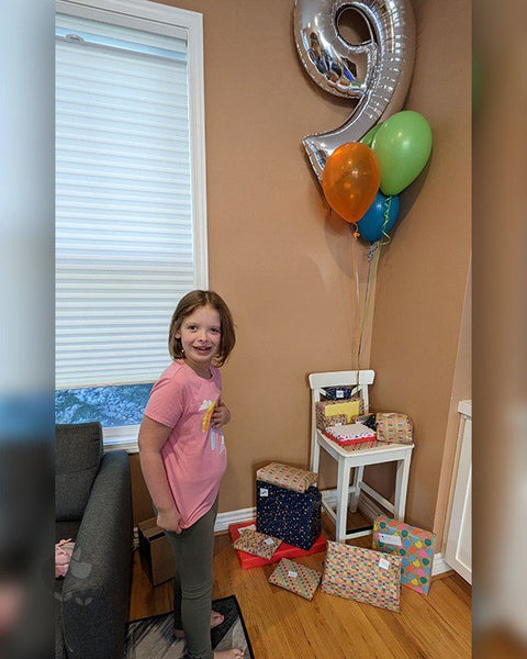 Charlie with her gifts in the morning.