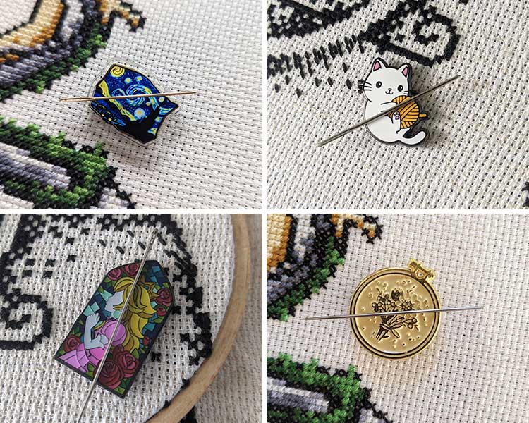 An assortment of needleminders by GingerStitchAU