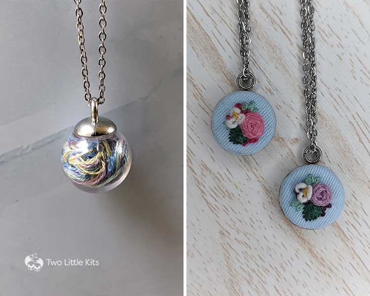 Two handmade necklace designs, both made by Two Little Kits