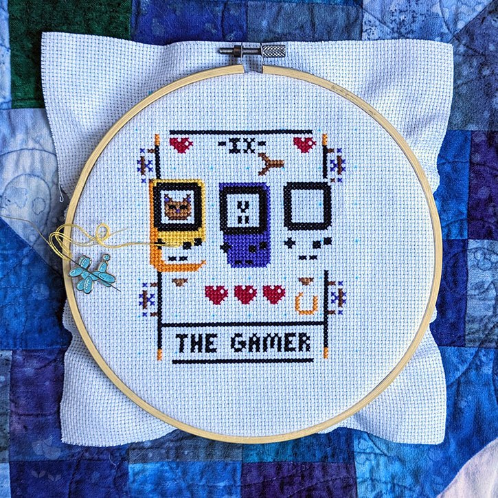 A cross-stitch work-in-progress