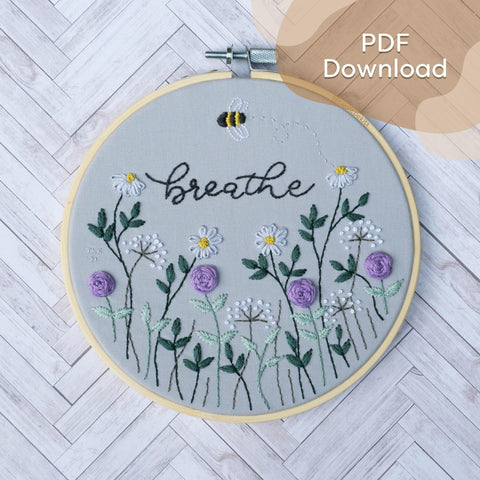 'Just Breathe' - Embroidery pattern