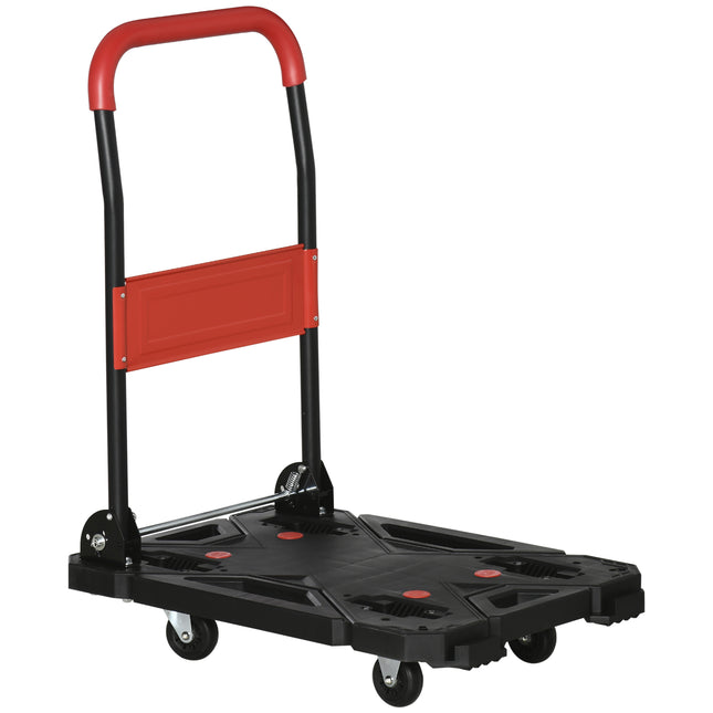 EASYCOMFORT Carrello Pieghevole da Trasporto in Acciaio e PP con Ruote,  max. 150kg, 70x52.5x90cm, Nero e Rosso