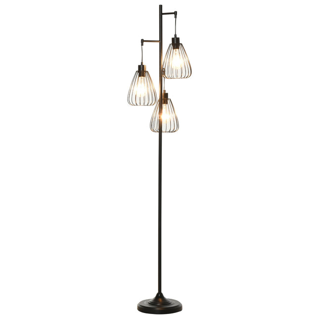 EASYCOMFORT Lampada da Terra Vintage Industriale in Metallo Nero, Lampada a  Piantana da Terra Moderna Ф35 x 170cm