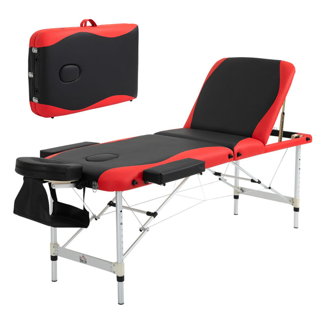 EASYCOMFORT Lettino Massaggi Portatile, Pieghevole e Professionale in  Alluminio per Estetista, Terapista, SPA, Rosso e Nero, 215x60x61-84cm