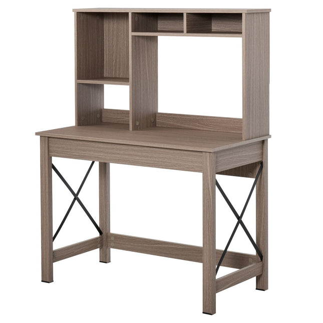 EASYCOMFORT Scrivania Scaffale con Libreria Sopra in Legno per