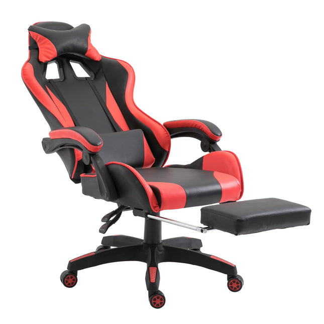 EASYCOMFORT Sedia da Gaming con Poggiapiedi Estendibile, Poltrona Gaming  Ergonomica Reclinabile Ecopelle 66×60×127-134cm Rosso