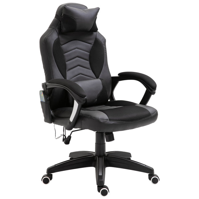 EASYCOMFORT Sedia Poltrona da Ufficio Massaggiante e Riscaldante Design  Ergonomico Reclinabile Ecopelle 68L×69P×(108-117)Acm Nera