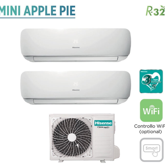 Air Conditioner Hisense Dual Split Inverter Series Mini Apple Pie 9 + 12  With 2amw42u4rgc R-32 Wi-Fi Optional 9000 + 12000