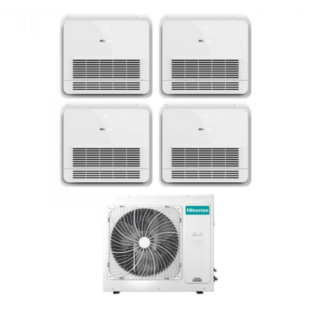 Hisense Quadri Split Console Air Conditioner 12 + 12 + 12 + 12 With  4amw105u4raa R-32 Wi-Fi Optional With Serial Remote Control 12000 + 12000 +  12000 + 12000 - New