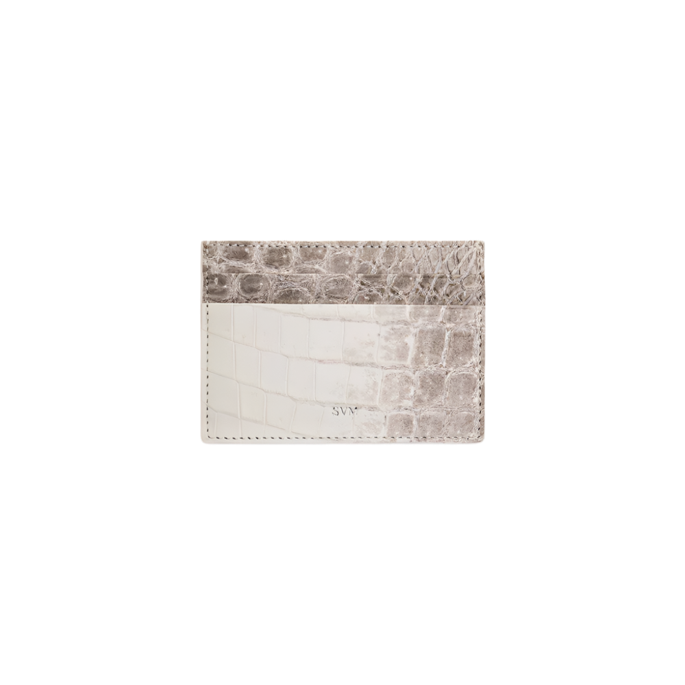 Himalayan crocodile-embossed leather card holder