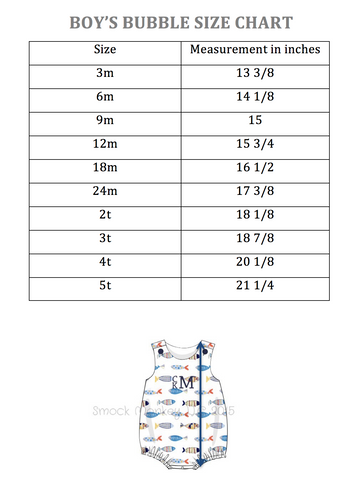 Boys Size Charts – SMOCK MONKEY