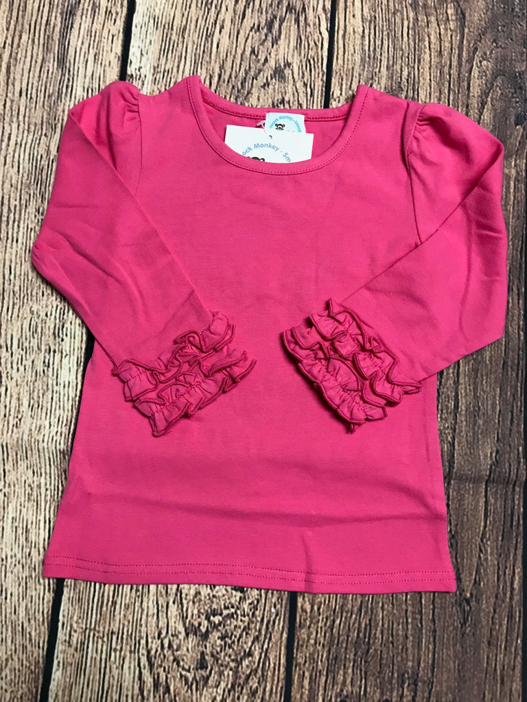 hot pink ruffle blouse