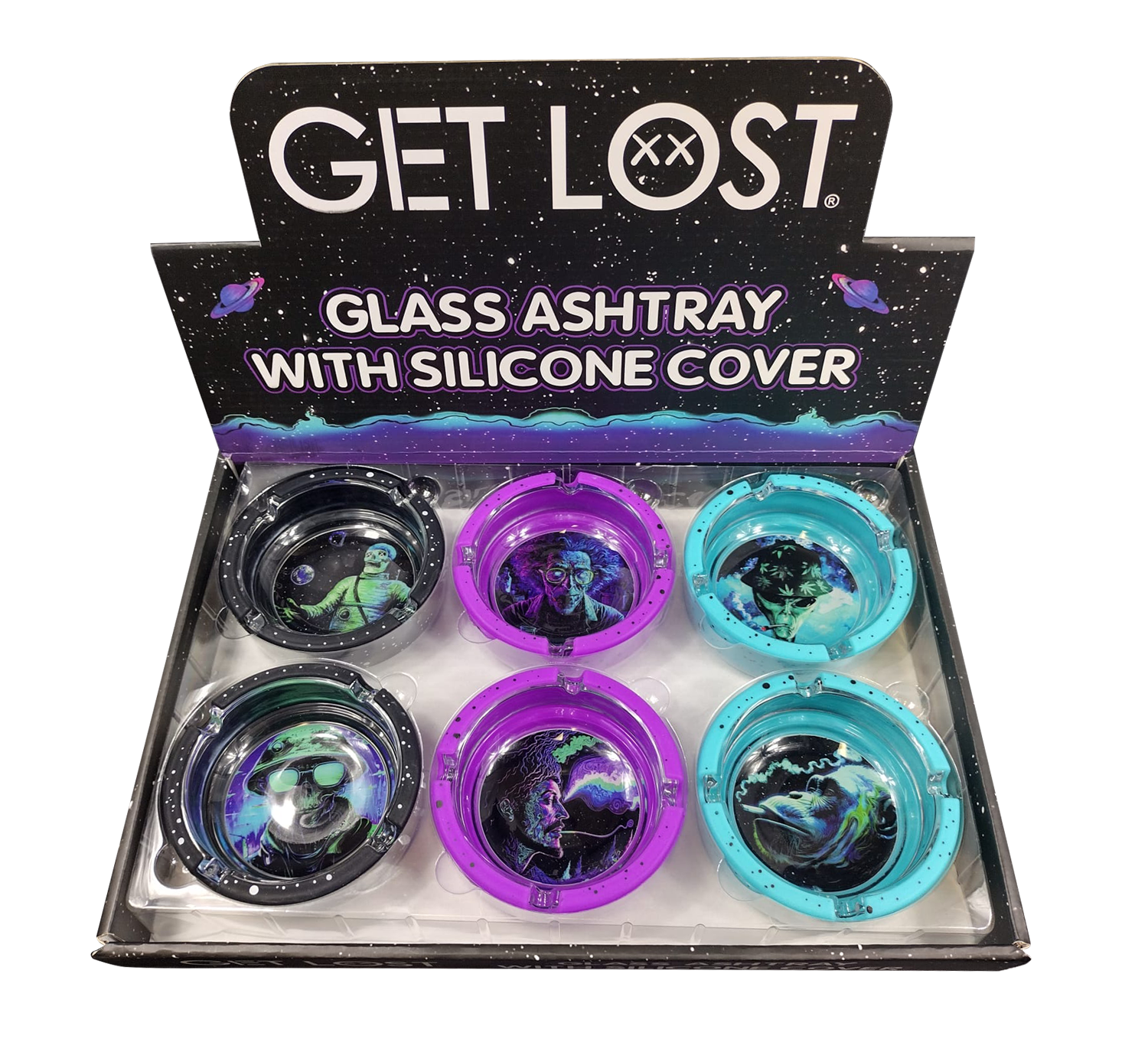 GLASS ASHTRAY WITH SILICONE (6 PACK) set 7