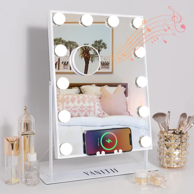 VANITII Hathaway Hollywood Slim Makeup Mirror with Wireless Charging