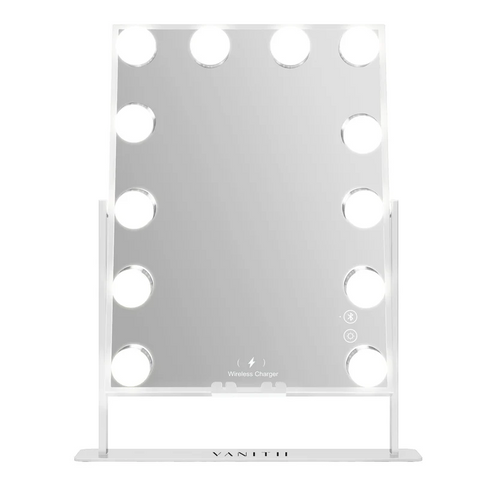 VANITII Hathaway Hollywood Slim Vanity Mirror with Wireless Charging L - 12 Dimmable LED Bulbs
