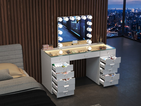 Vanity Desk Built-in LED Light Strip