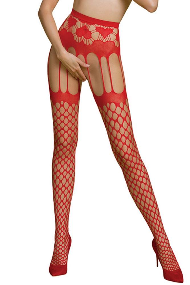 Καλσόν ζαρτιέρα Passion ECO Garter stockings Κόκκινο ECOS009-Red