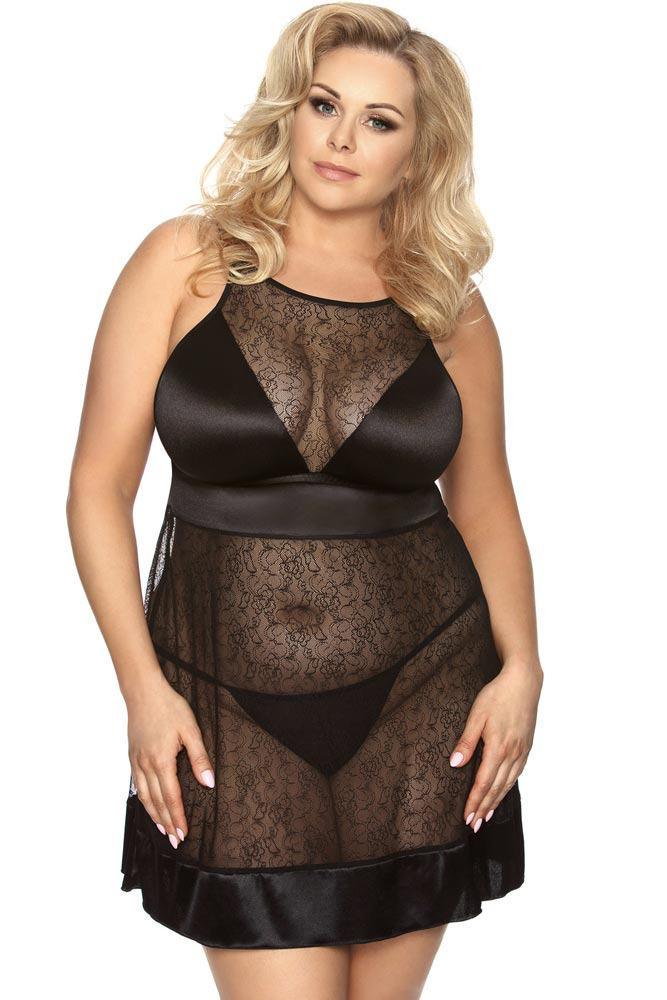 PLUS SIZE Babydoll - AS Elysia Μαύρο AS10034