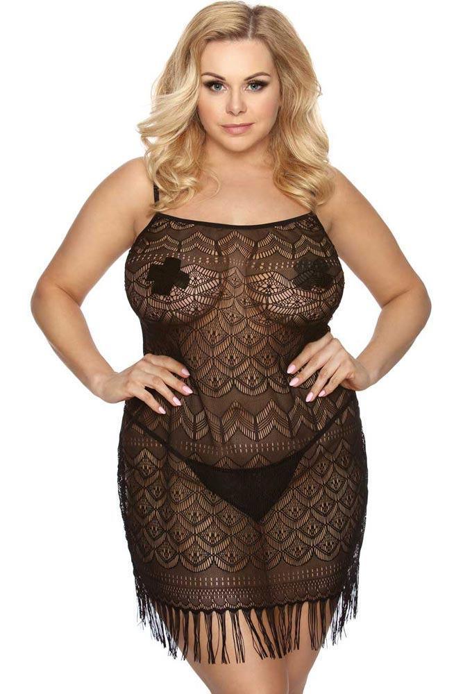 Εικόνα από PLUS SIZE Babydoll - AS Geali chemise Μαύρο AS10049