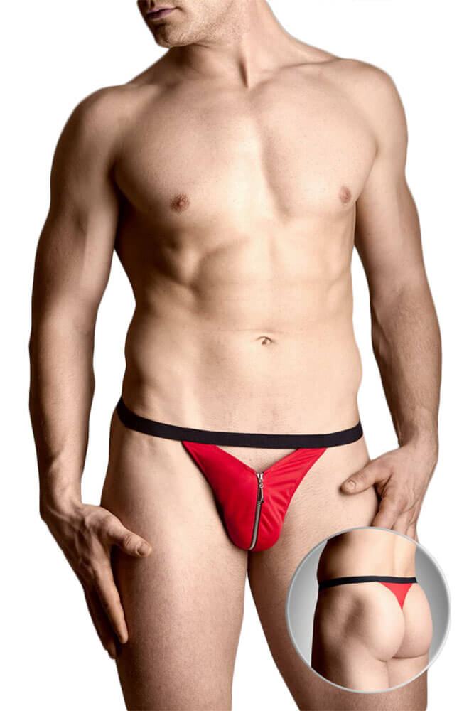 Ανδρικό εσώρουχο - RED THONG WITH ZIPPER SFT4497-R