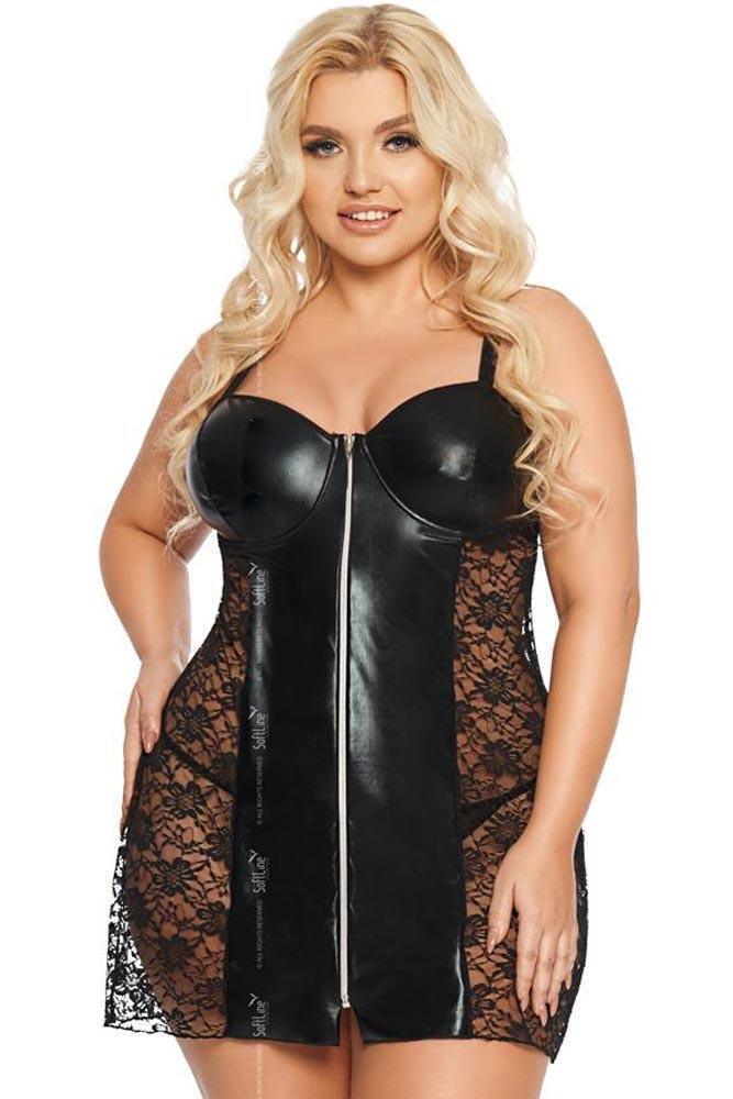 Babydoll μεγάλο μέγεθος - Softine Babydoll Marion Μαύρο SFL1900-Black