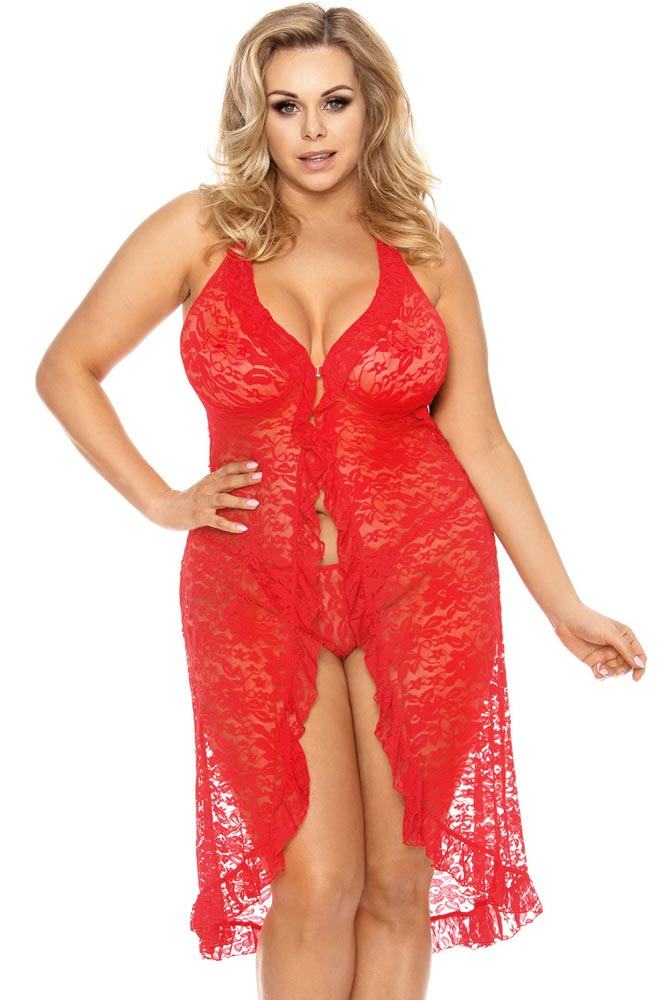 PLUS SIZE Babydoll - AS Dion chemise κόκκινο AS10040