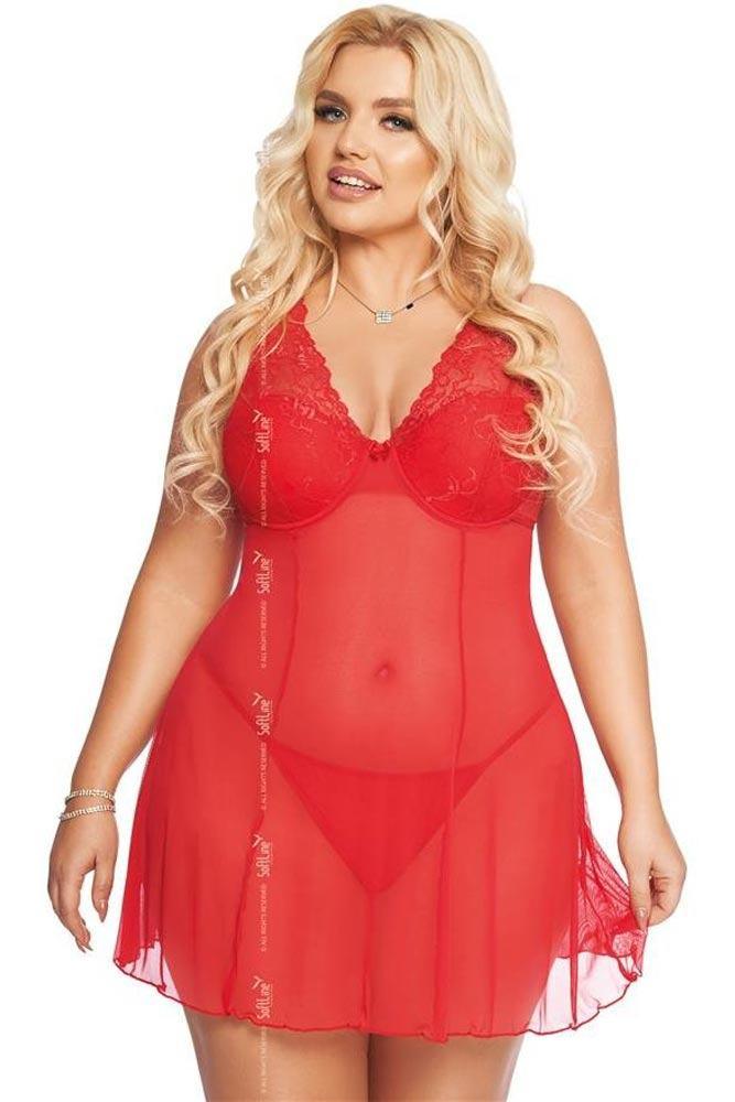 Babydoll μεγάλο μέγεθος - Softine Babydoll Berta Κόκκινο SFL1892-Red