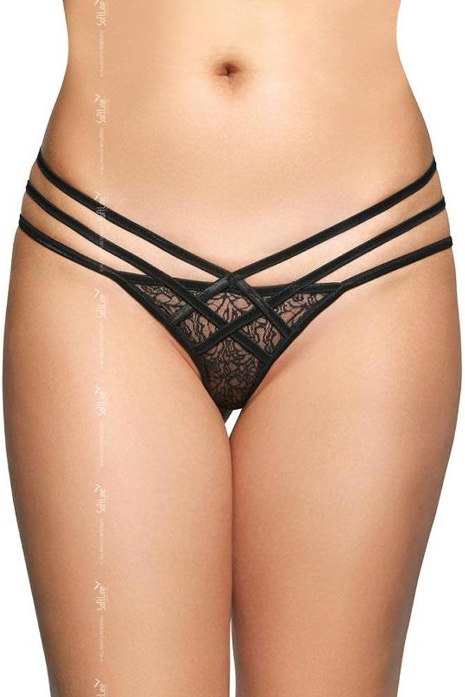 Γυναικείο G String - Triple thong with lace Μαύρο SFT2492-Black 8228278206784