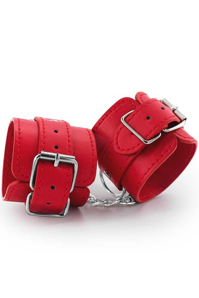 Χειροπέδες - Leather Handcuffs Κόκκινες S4F03803 8228287742272