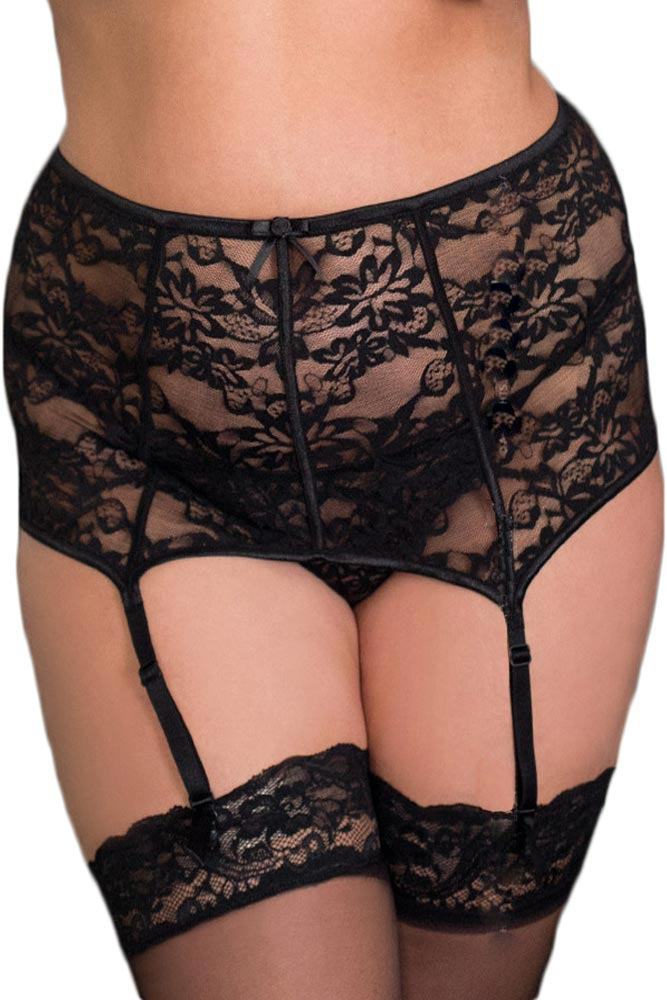 Γυναικεία ζαρτιέρα μεγάλο μέγεθος - Softline Black Wide Garter Belt SFL-3320-Black