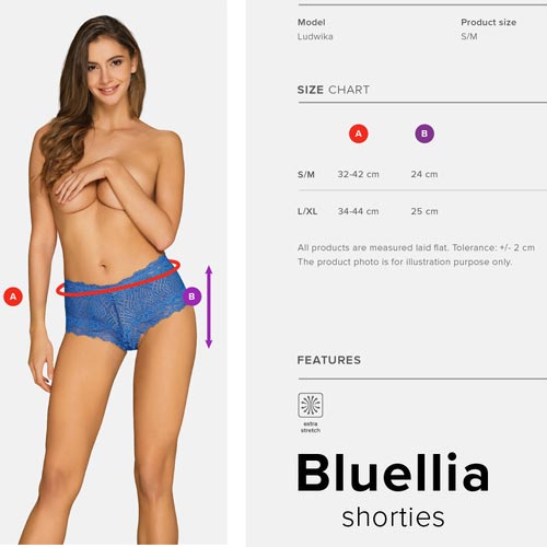 Bluellia Shorties sizechart