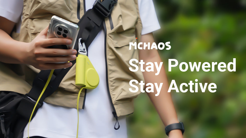 MChaos wearable power bank with a retractable cable